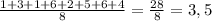 \frac{1+3+1+6+2+5+6+4}{8}= \frac{28}{8} = 3,5