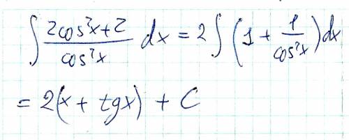 Вычислить неопределенный интеграл : а) интеграл 4 дробь 5x dx б) интеграл 2cos^2 x+2 дробь cos^2x dx