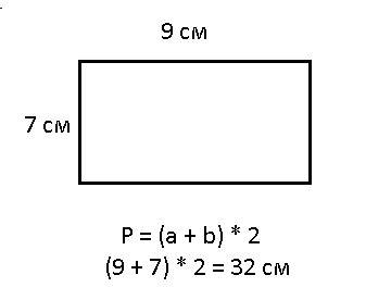 Начертить прямоугольник у которого ширина меньше длины на 2 см. наити его периметр.