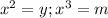 x^2=y; x^3=m