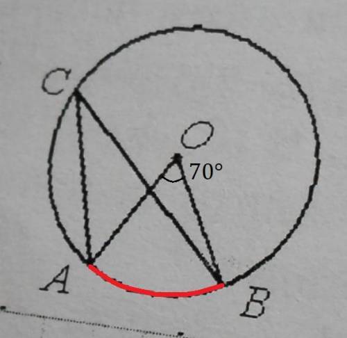 Точка о-центр окружности, угол aob=70 градусов. найдите величину угла acb