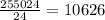 \frac{255 024}{24} = 10 626