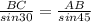 \frac{BC}{sin30}= \frac{AB}{sin45}