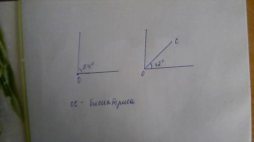 Построить угол ,градусная мера которого 84, и провести с транспортира его биссектрису 5 класса 1 это
