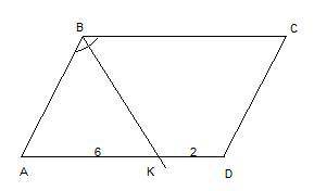Из тупого угла в параллелограмма авсd проведена биссектриса вк. найдите периметр данного параллелогр