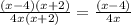 \frac{(x-4)(x+2)}{4x(x+2)} = \frac{(x-4)}{4x}