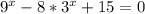 9^{x}-8*3^{x}+15=0