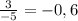 \frac{3}{-5} = -0,6