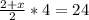 \frac{2+x}{2} *4= 24