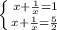 \left \{ {{x+ \frac{1}{x} = 1} \atop {x+ \frac{1}{x} = \frac{5}{2}} \right.