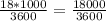 \frac{18 * 1000}{3600} = \frac{18000}{3600}