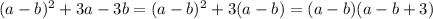 (a-b)^{2}+3a-3b=(a-b)^{2}+3(a-b)=(a-b)(a-b+3)