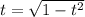 t=\sqrt{1-t^2}