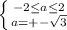 \left \{ {{-2 \leq a \leq 2} \atop {a=+-\sqrt{3}} \right.