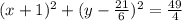 (x+1)^2+(y-\frac{21}{6})^2=\frac{49}{4}