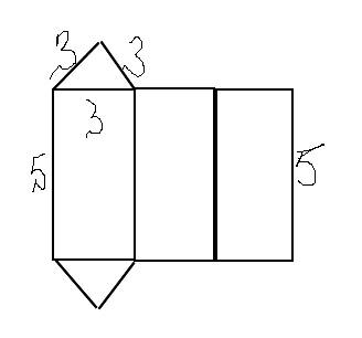 Начертите развёртку треугольной призмы ребра оснований которой равны 3 см а боковые ребра равны 5 см