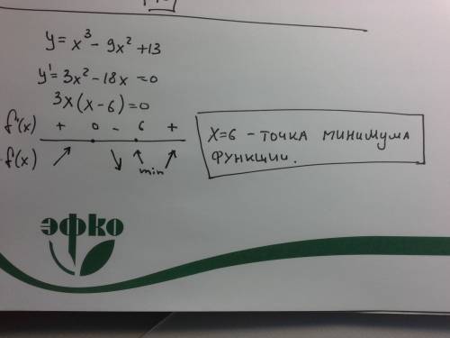 Найдите точку минимума функции y=x^3-9x^2+13