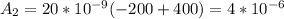 A_2=20*10^{-9}(-200+400)=4*10^{-6}