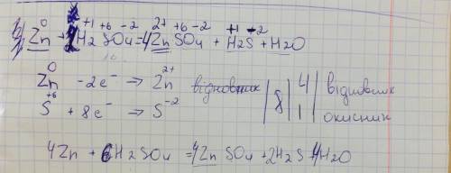 Окислительно- восстоновительная реакция zn+h2so4=znso4+h2s+h2o