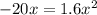 -20x=1.6x^2&#10;