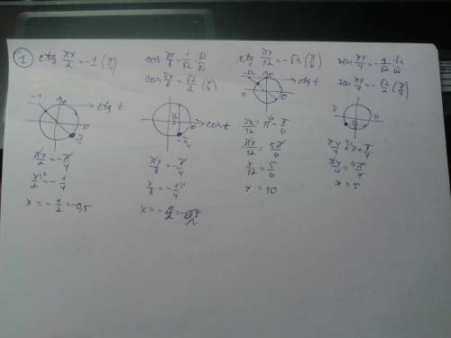 Найти наибольший отрицательный корень : 1) ctg(pi x/12)=-1 2) cos(pi x/8)=1/√2 найти наименьший поло