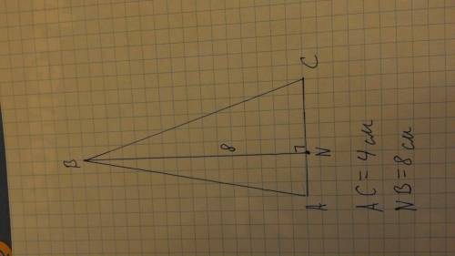 Построй треугольник,у которого одна сторона имеет длину 8см,а высота,проведенная к этой стороне,имее
