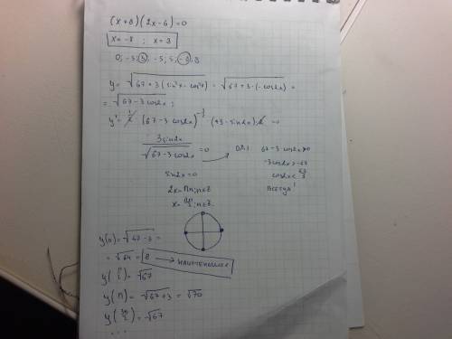 С! 40 ! 1) найти наименьшее значение функции y=√(67+3(sin^2x-cos^2x))