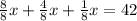 \frac{8}{8} x+ \frac{4}{8} x+ \frac{1}{8} x=42