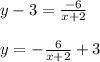 y-3= \frac{-6}{x+2}\\\\y=- \frac{6}{x+2}+3