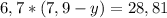 6,7*(7,9-y)=28,81