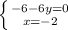 \left \{ {{-6-6y=0} \atop {x=-2}} \right.