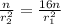 \frac{n}{ r^{2}_{2}}= \frac{16n}{ r^{2}_{1} }