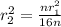 r^{2}_{2} = \frac{n r_{1}^{2} }{16n}