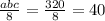 \frac{abc}{8}= \frac{320}{8}=40