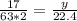 \frac{17}{63*2} = \frac{y}{22.4}