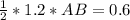 \frac{1}{2} *1.2*AB=0.6