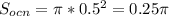 S_{ocn} = \pi *0.5^2=0.25 \pi