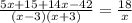 \frac{5x+15+14x-42}{(x-3)(x+3)} = \frac{18}{x}