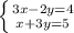 \left \{ {{3x-2y=4} \atop {x+3y=5}} \right.