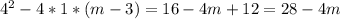 4^{2}-4*1*(m-3) =16-4m+12=28-4m