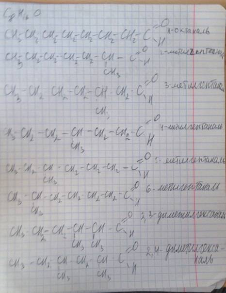 Скому не сложно) написать 10 структурных формул изомеров альдегидов и дать название по международной