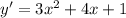 y'=3x^2+4x+1