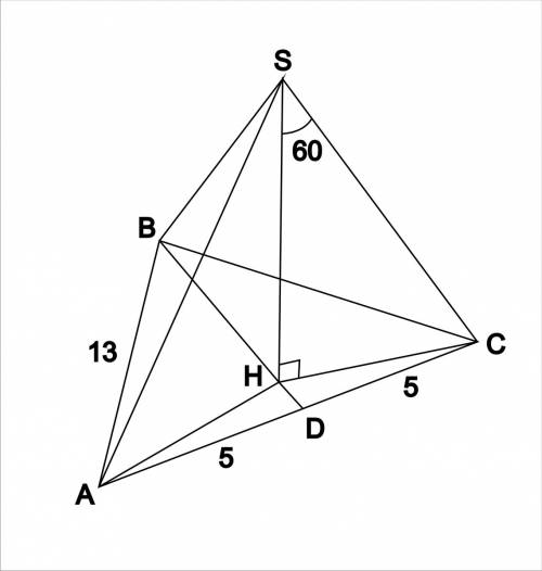 Найти объем пирамиды,если основанием её является равнобедренный треугольник со сторонами 13,13,10 см