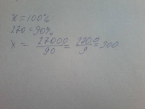 Снизив цену товара на10%, его продали за 270 манат. найдите первоначальную цену?