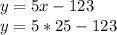 y=5x-123 \\ y=5*25-123