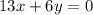 13x+6y=0