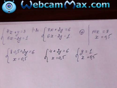 Решите систему уравнений: 4x+y=3 6x-2y+1