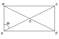 Впрямоугольнике abcd диагонали пересекаются в точке о.при этом ao=8см, ∠cab=30°. найдите db и ∠сdb.