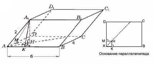 Основою похилого паралелепіпеда є прямокутник зі сторонами 4 см і 6 см. бічне ребро дорівнює 2 см й