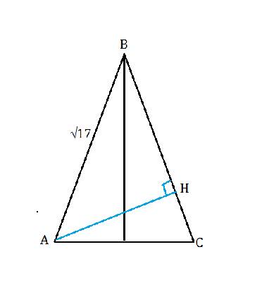 Найдите длину основания равнобедренного треугольника , боковая сторона которого равна корень из 17 ,